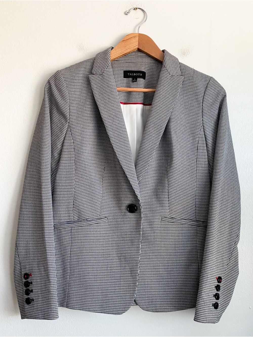 Talbots Houndstooth Prince of Wales Check Blazer Tailored Career Jacket Preppy 4 - Picture 4 of 8
